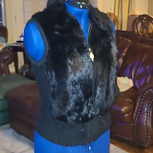 Miss Me by Sweet. Size M. Black angora fur and cable knit construction.(1472)